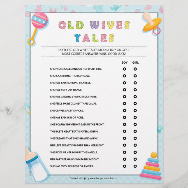Old Wives Tales [Baby Basics Blue] Custom Letterhead (Front)
