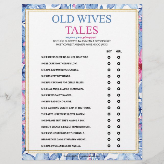 Old Wives Tales [Floral Watercolors] Custom Letterhead (Front)