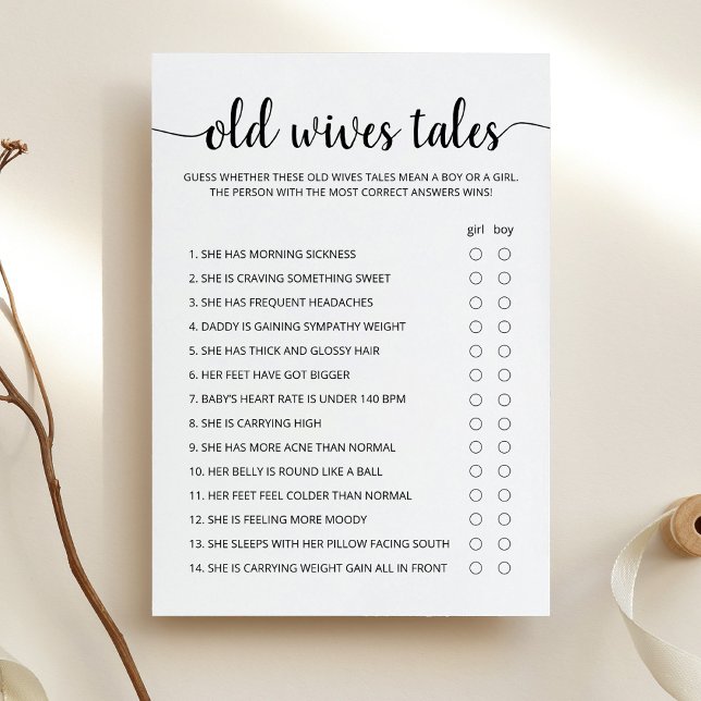 Old Wives Tales Game Baby Shower party Card (Creator Uploaded)