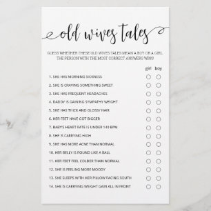 Old Wives Tales Game Baby Shower party game