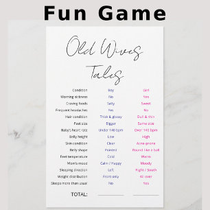 Old Wives Tales Game Baby Shower party game