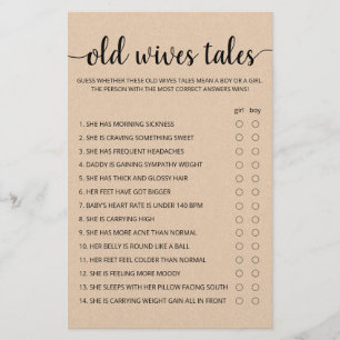 Old Wives Tales Game Baby Shower party game