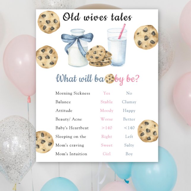 Old Wives Tales Gender Reveal Board  Poster (Creator Uploaded)