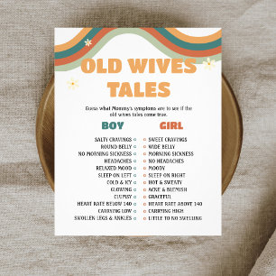 Old Wives Tales Retro Groovy Baby Shower Game Flyer