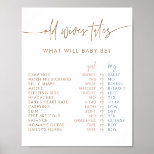 Old Wives Tales Sign   Boho Gender Reveal Game