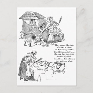 Old Woman Living in Shoe Nursery Rhyme Postcard