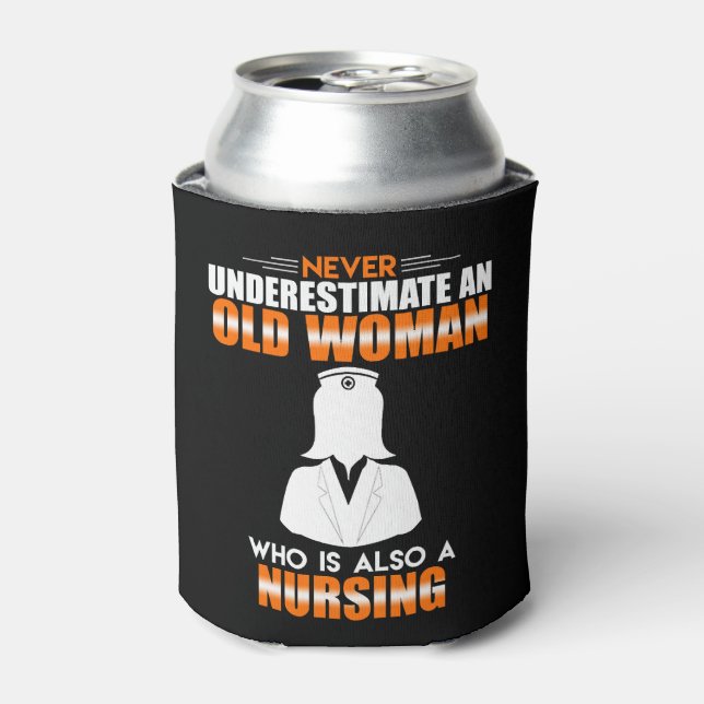 Old Woman Nursing Can Cooler (Can Front)