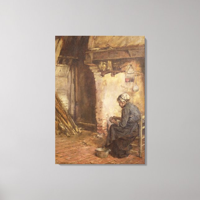 Old Woman Peeling Potatoes Canvas Print (Front)