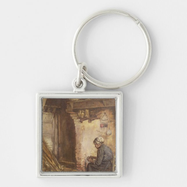 Old Woman Peeling Potatoes Key Ring (Front)