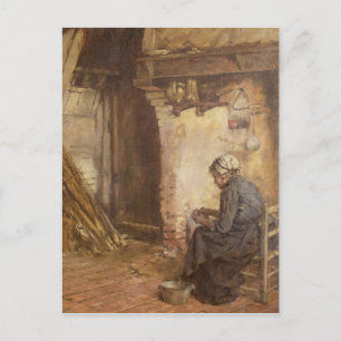 Old Woman Peeling Potatoes Postcard