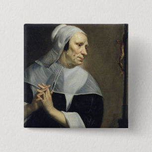 Old Woman Praying 15 Cm Square Badge