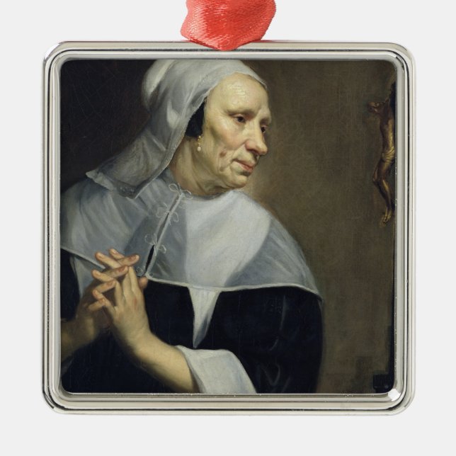 Old Woman Praying Metal Tree Decoration (Front)