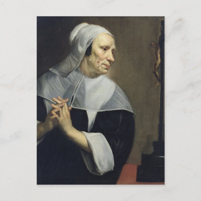 Old Woman Praying Postcard (Front)