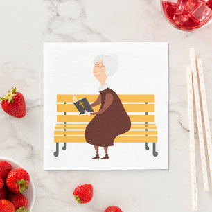 Old Woman Reading The Bible Napkin