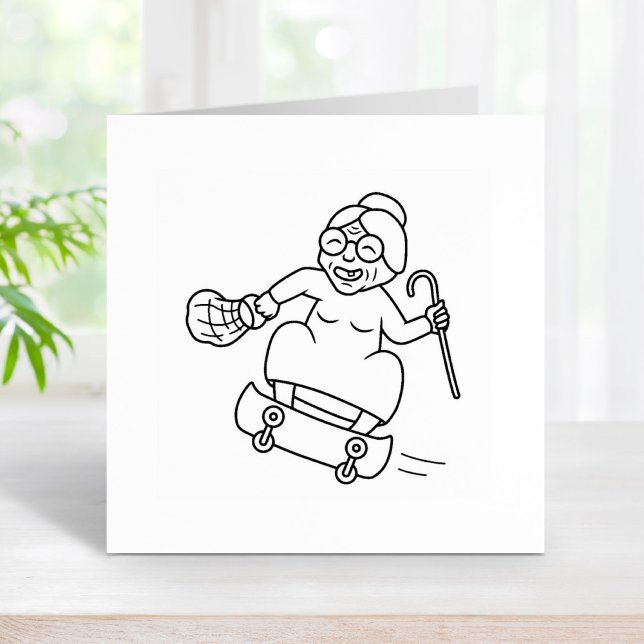 Old Woman Skating Rubber Stamp (Creator Uploaded)