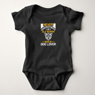 old Woman Who is Dog Lover Baby Bodysuit