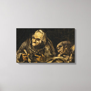 Old Woman with a Skeleton (Death) (Francisco Goya) Canvas Print
