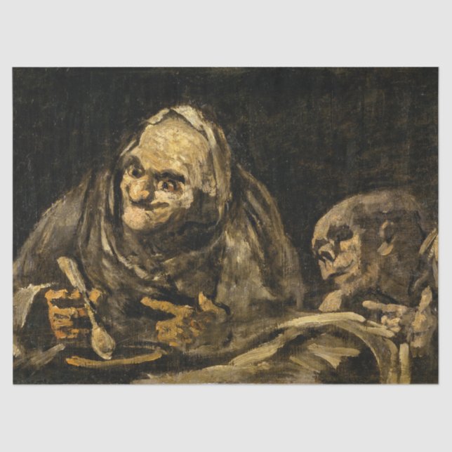 Old Woman with a Skeleton (Death) (Francisco Goya) Tissue Paper (Front)