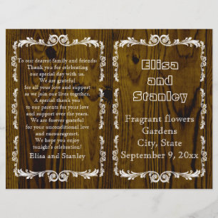 Old wood and vintage frame wedding program 2