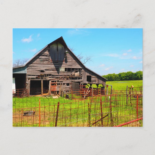 old wood barn postcard (Front)