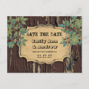 Old Wood Country Chic Save the Date Announcement Postcard