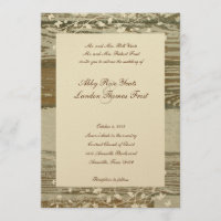 Old Wood Floral Wedding Invitation--Gold Tint