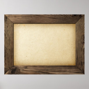 Old Wood Frame With Yellowed Paper Inside Poster