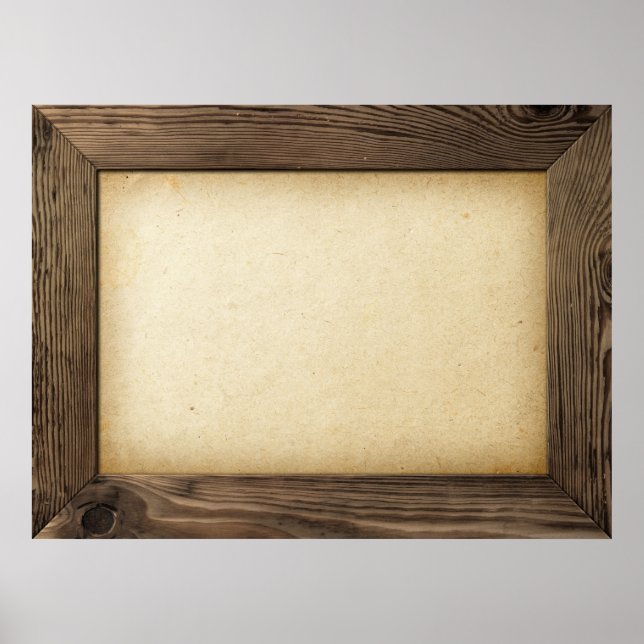 Old Wood Frame With Yellowed Paper Inside Poster (Front)