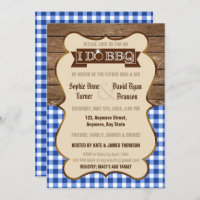 Old Wood Gingham I DO BBQ Engagement Party Invite