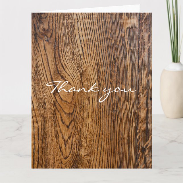 Old wood grain look thank you card (Front)