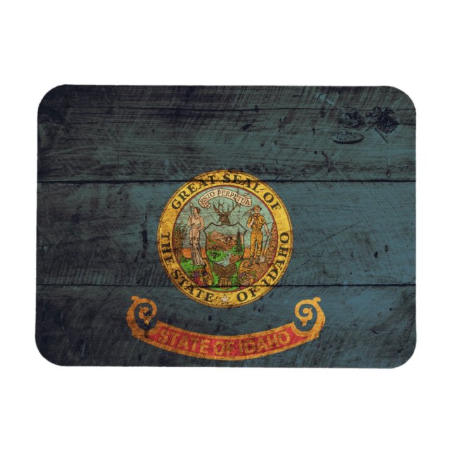 Old Wood Idaho Flag; Magnet (Horizontal)