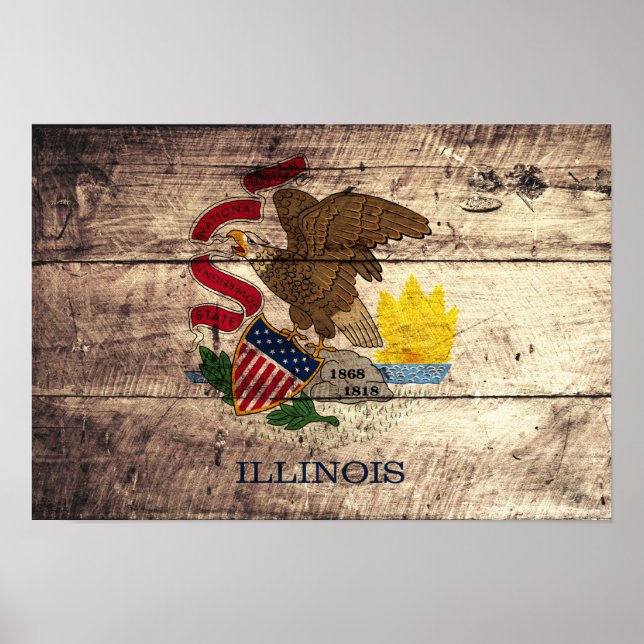 Old Wood Illinois Flag; Poster (Front)