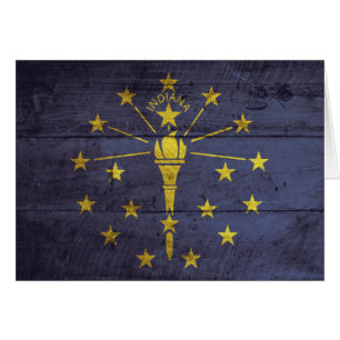 Old Wood Indiana Flag
