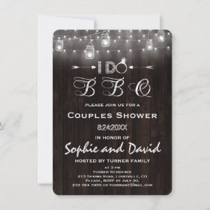 Old Wood Mason Jars String Lights I DO BBQ Invitation