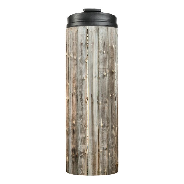 Old wood panel interior texturehome decor, backgro thermal tumbler (Front)