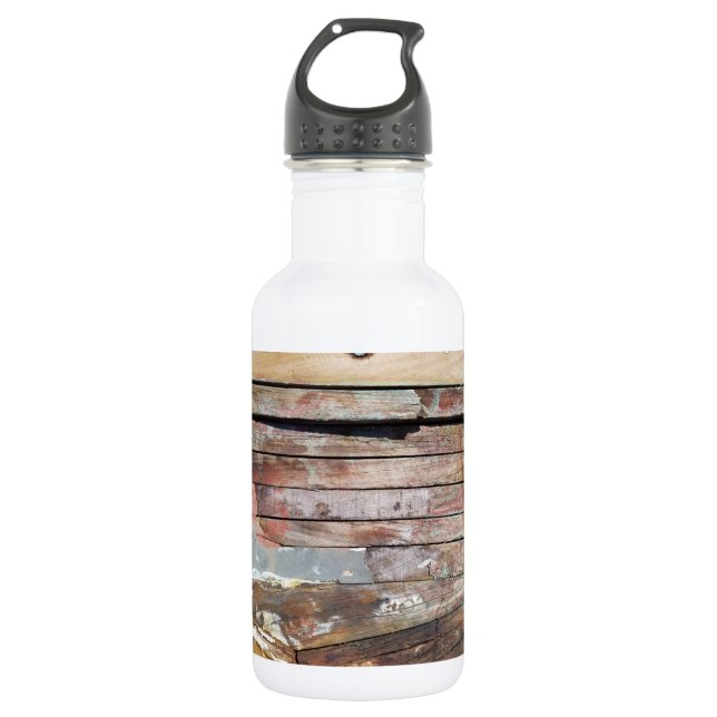 Old wood rustic boat wooden plank 532 ml water bottle (Front)