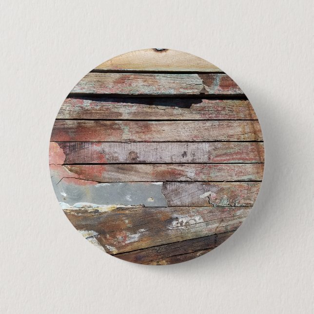 Old wood rustic boat wooden plank 6 cm round badge (Front)