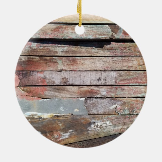 Old wood rustic boat wooden plank ceramic tree decoration (Back)