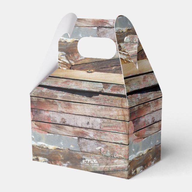 Old wood rustic boat wooden plank favour box (Front Side)
