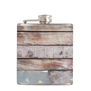 Old wood rustic boat wooden plank hip flask