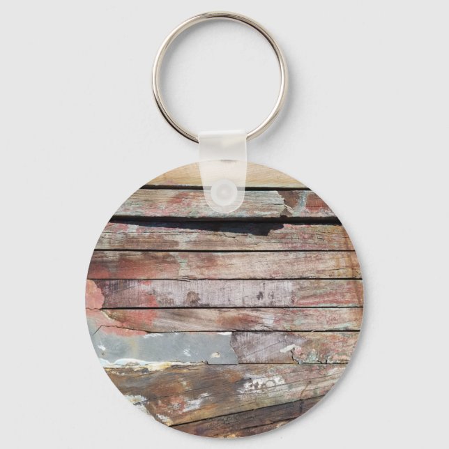 Old wood rustic boat wooden plank key ring (Front)