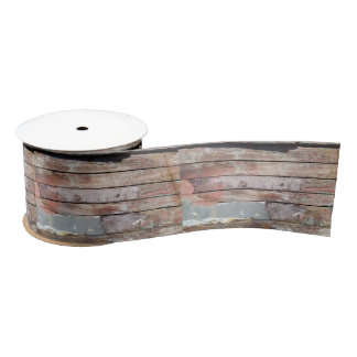 Old wood rustic boat wooden plank satin ribbon