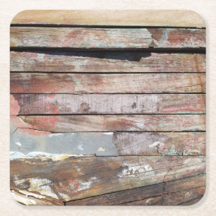 Old wood rustic boat wooden plank square paper coaster