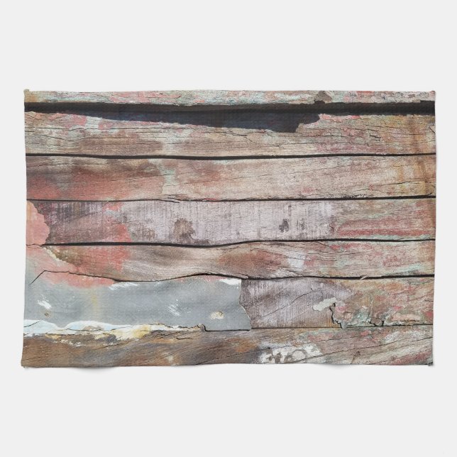 Old wood rustic boat wooden plank tea towel (Horizontal)