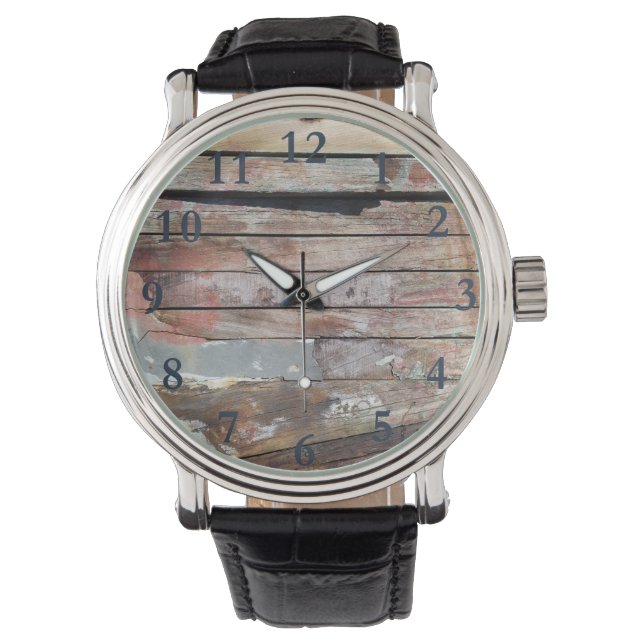 Old wood rustic boat wooden plank watch (Front)