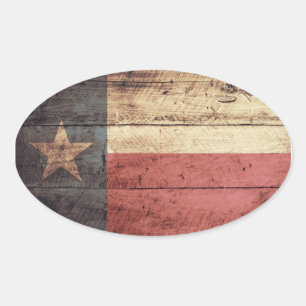 Old Wood Texas Flag Oval Sticker