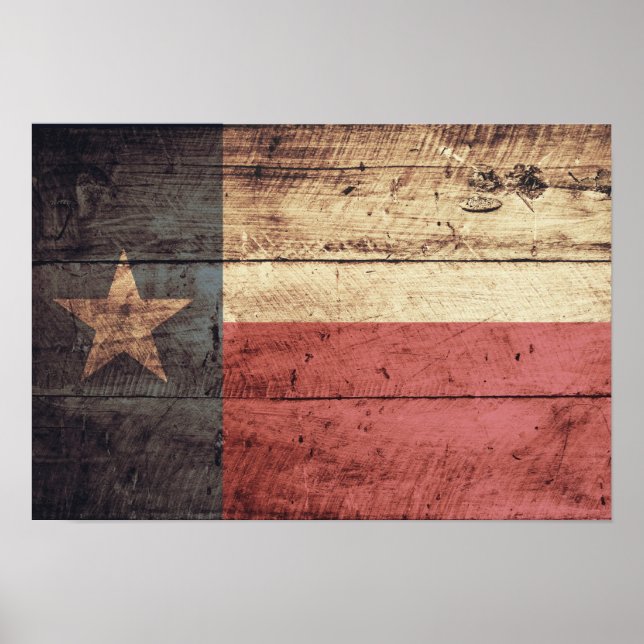 Old Wood Texas Flag Poster (Front)