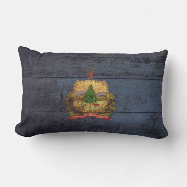 Old Wood Vermont Flag; Lumbar Cushion (Front)