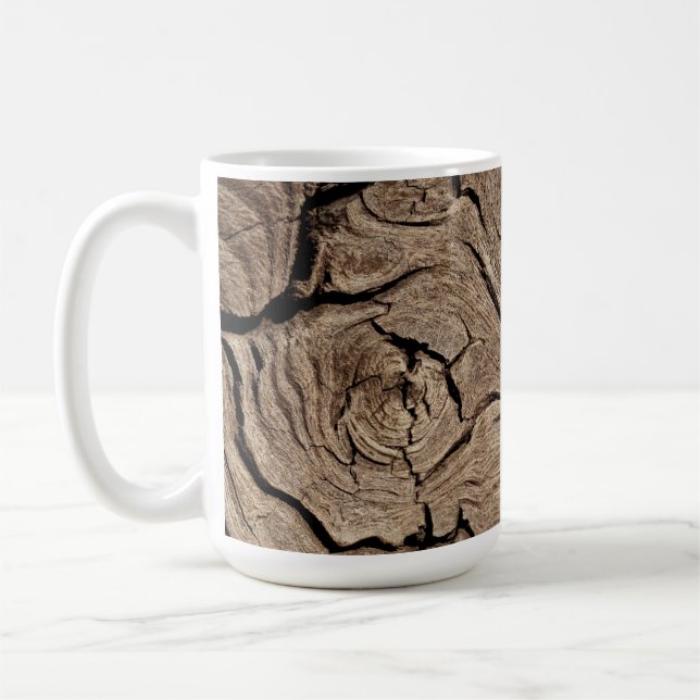 old wood, vintage coffee mug (Left)