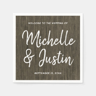 Old Wood Wedding Welcome Handwritten Template Napkin